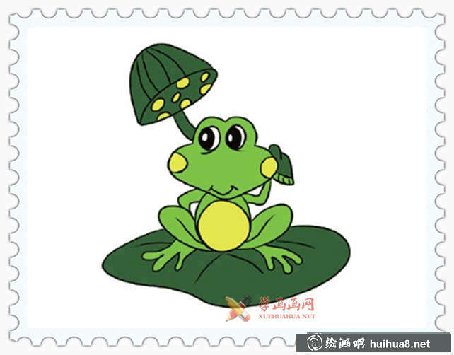 彩色青蛙簡筆畫圖片(15)