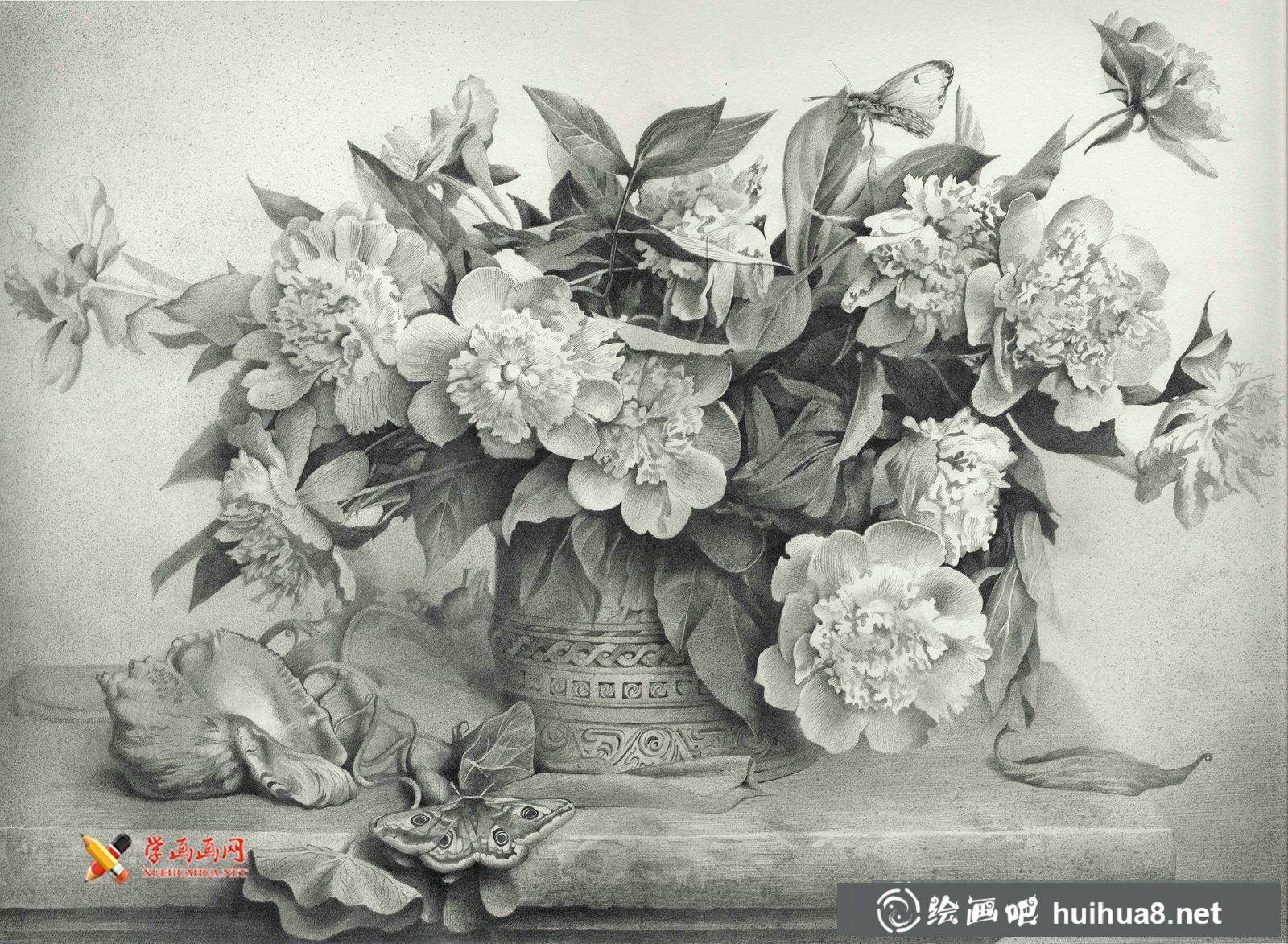 3幅關(guān)于花的靜物素描畫欣賞(1)