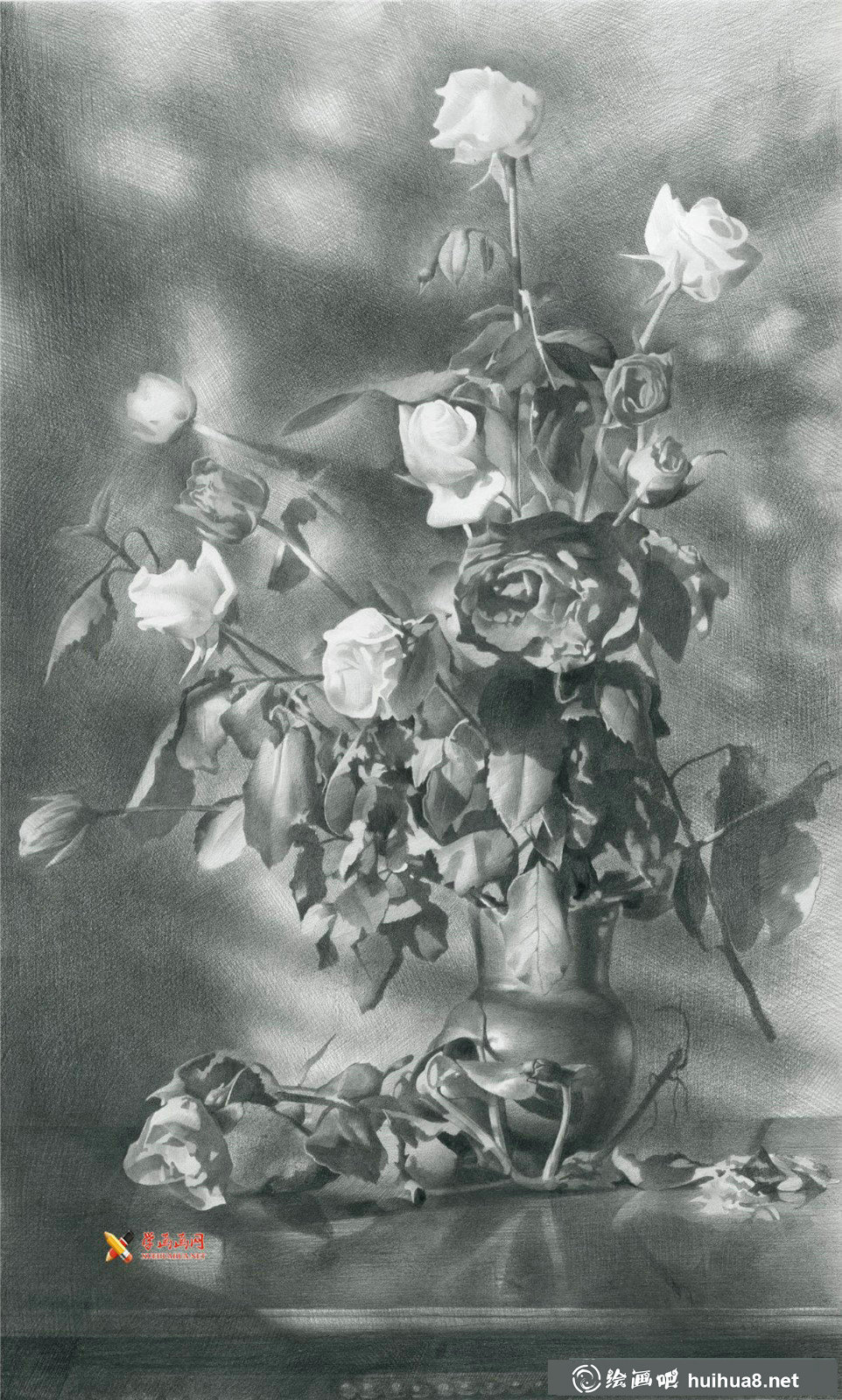 3幅關(guān)于花的靜物素描畫欣賞(2)