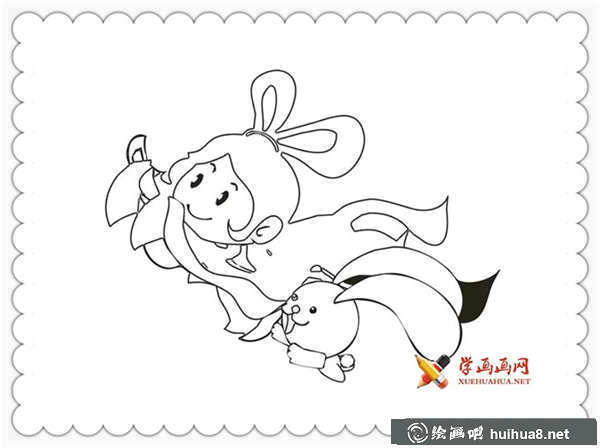 卡通嫦娥簡(jiǎn)筆畫圖片1幅(1)