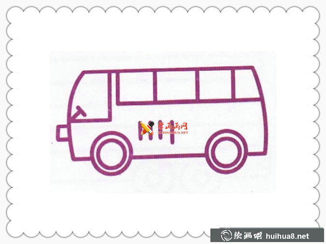 6幅公共汽車簡筆畫(6)