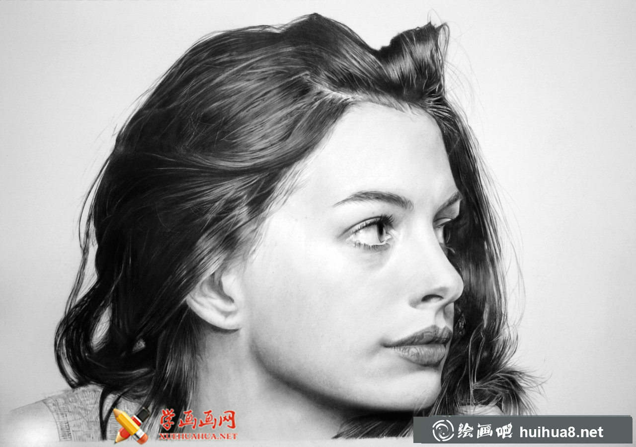 安妮·海瑟薇鉛筆素描畫欣賞(2)
