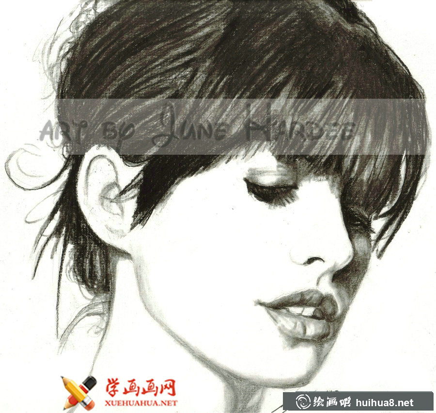 安妮·海瑟薇鉛筆素描畫欣賞(5)