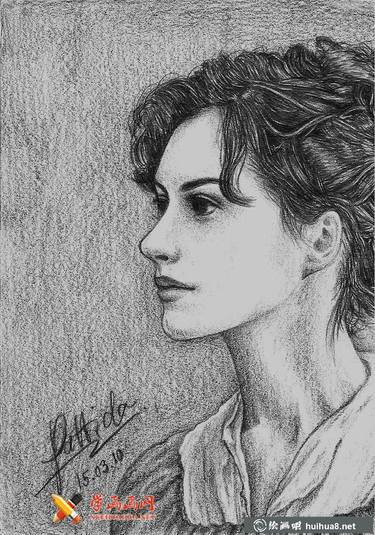 安妮·海瑟薇鉛筆素描畫欣賞(22)