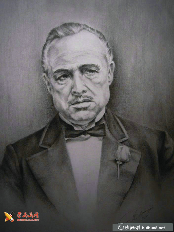 “教父”馬龍·白蘭度（Marlon Brando）素描畫欣賞(5)
