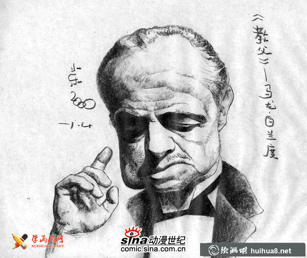 “教父”馬龍·白蘭度（Marlon Brando）素描畫欣賞(6)