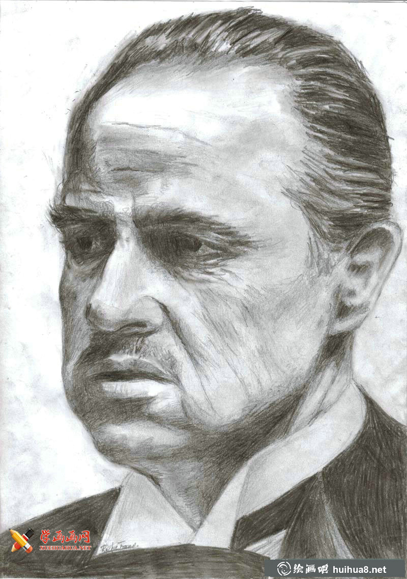 “教父”馬龍·白蘭度（Marlon Brando）素描畫欣賞(1)