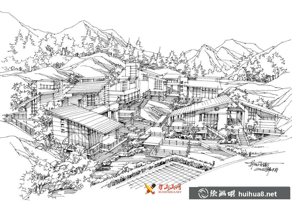 耿慶雷建筑鋼筆畫速寫欣賞