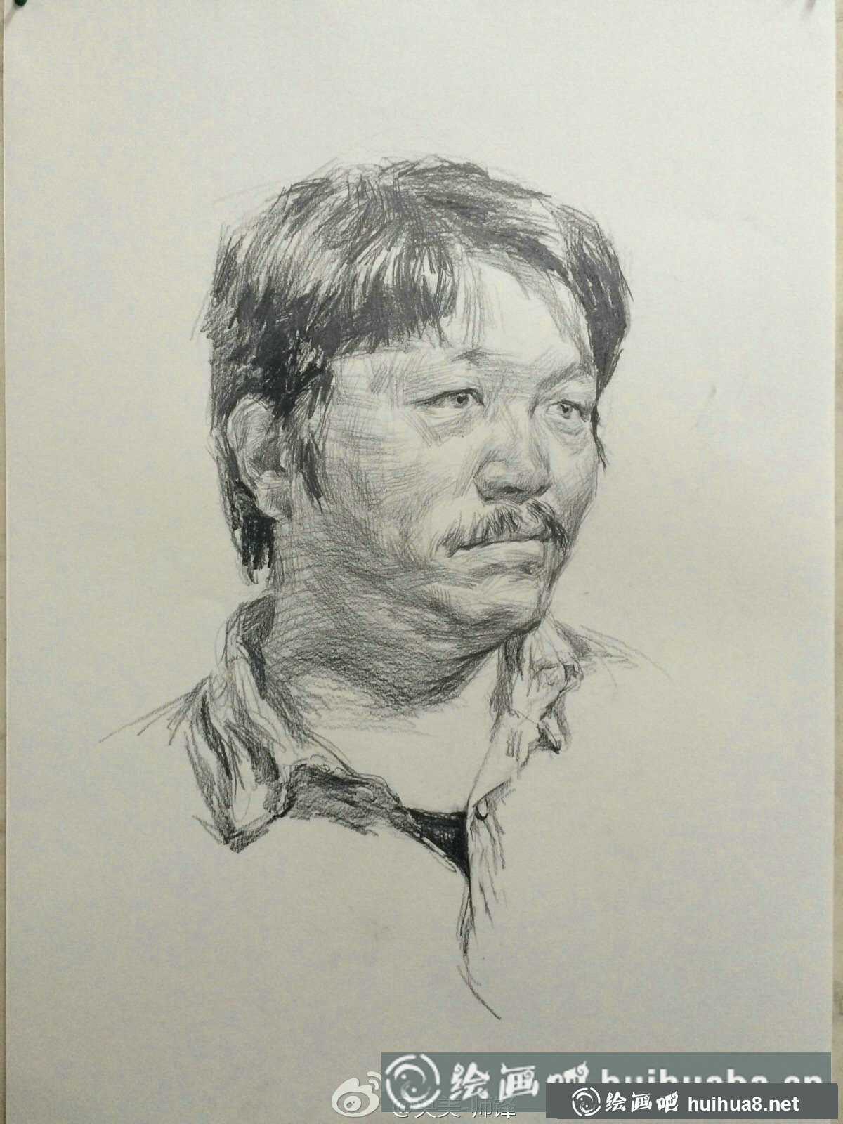 央美師鋒中年男子素描頭像作畫(huà)步驟(3)