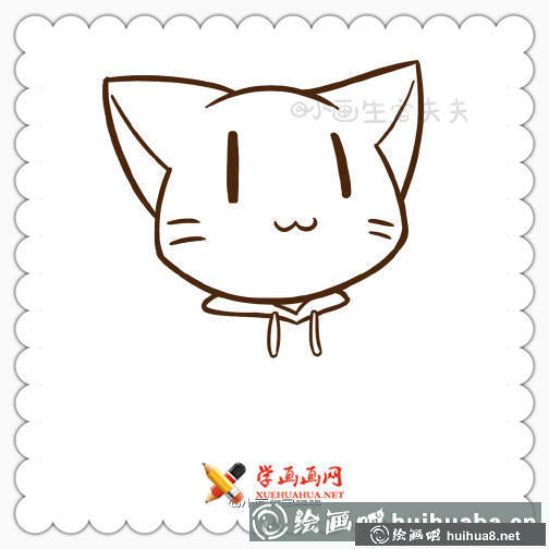 穿衛(wèi)衣的小貓簡筆畫圖片(5)