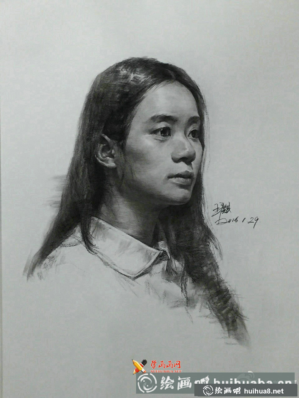 素描半身像及頭像作品