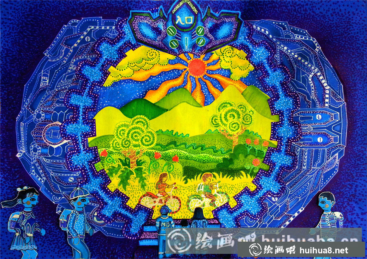 中學(xué)生科幻畫(huà)作品：《全真模擬旅游器》(1)