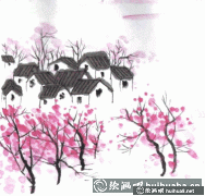 童趣水墨繪《家園桃香》