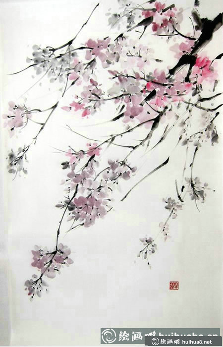 兒童國畫《櫻花》(1)