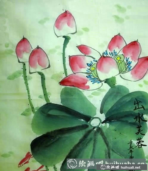 國畫兒童畫《荷花》(1)