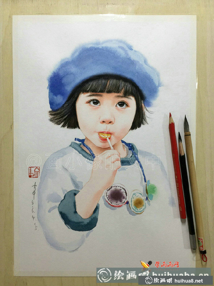 彩鉛畫作品《吃糖的小女孩》欣賞(6)