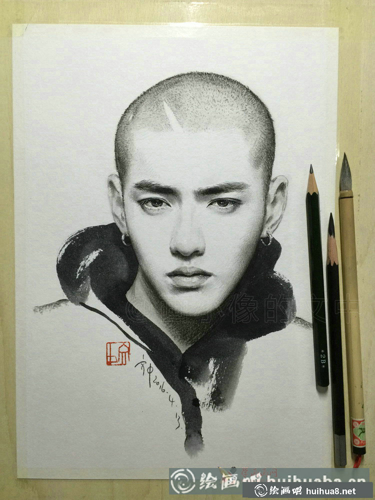 彩鉛畫素描吳亦凡(5)