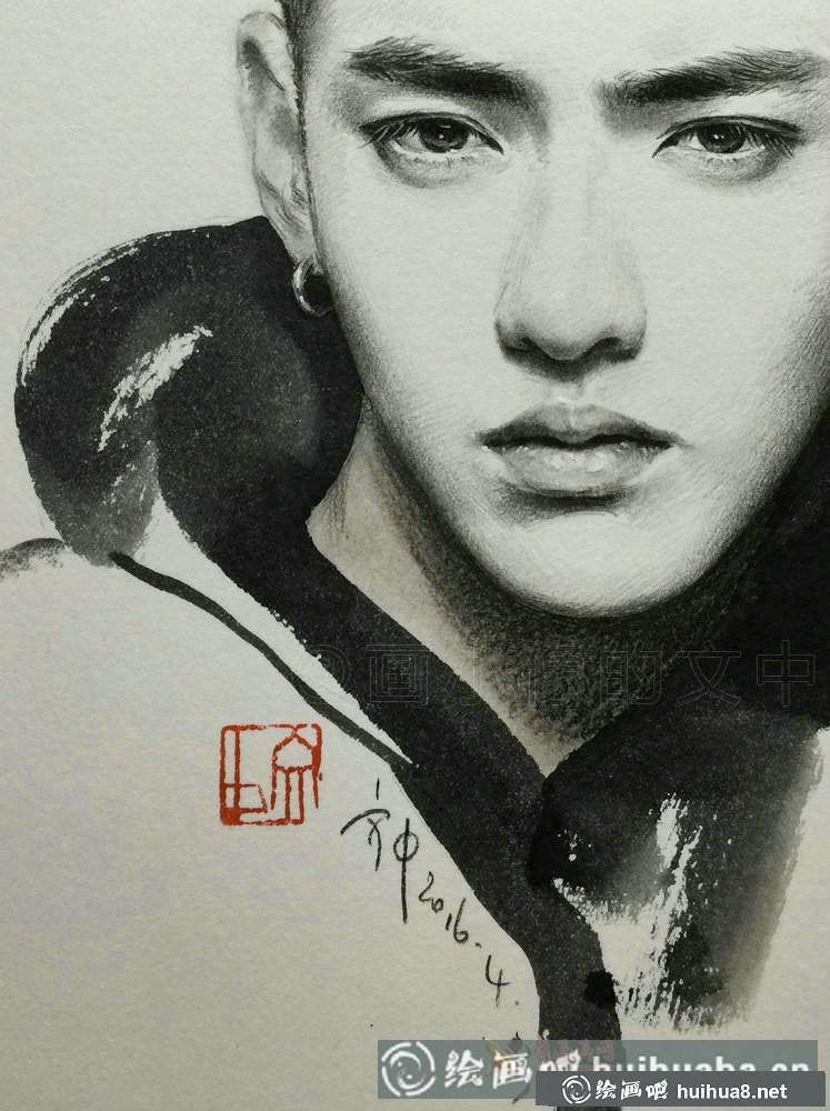 彩鉛畫素描吳亦凡(6)