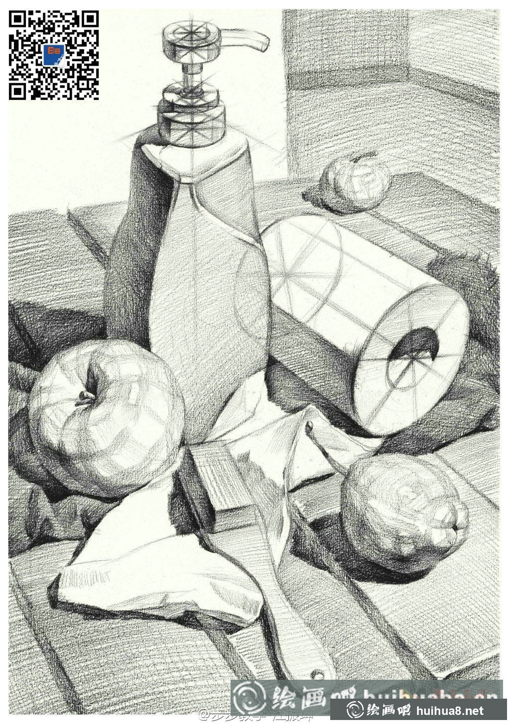 步步教學靜物結(jié)構(gòu)素描優(yōu)秀范畫欣賞(1)