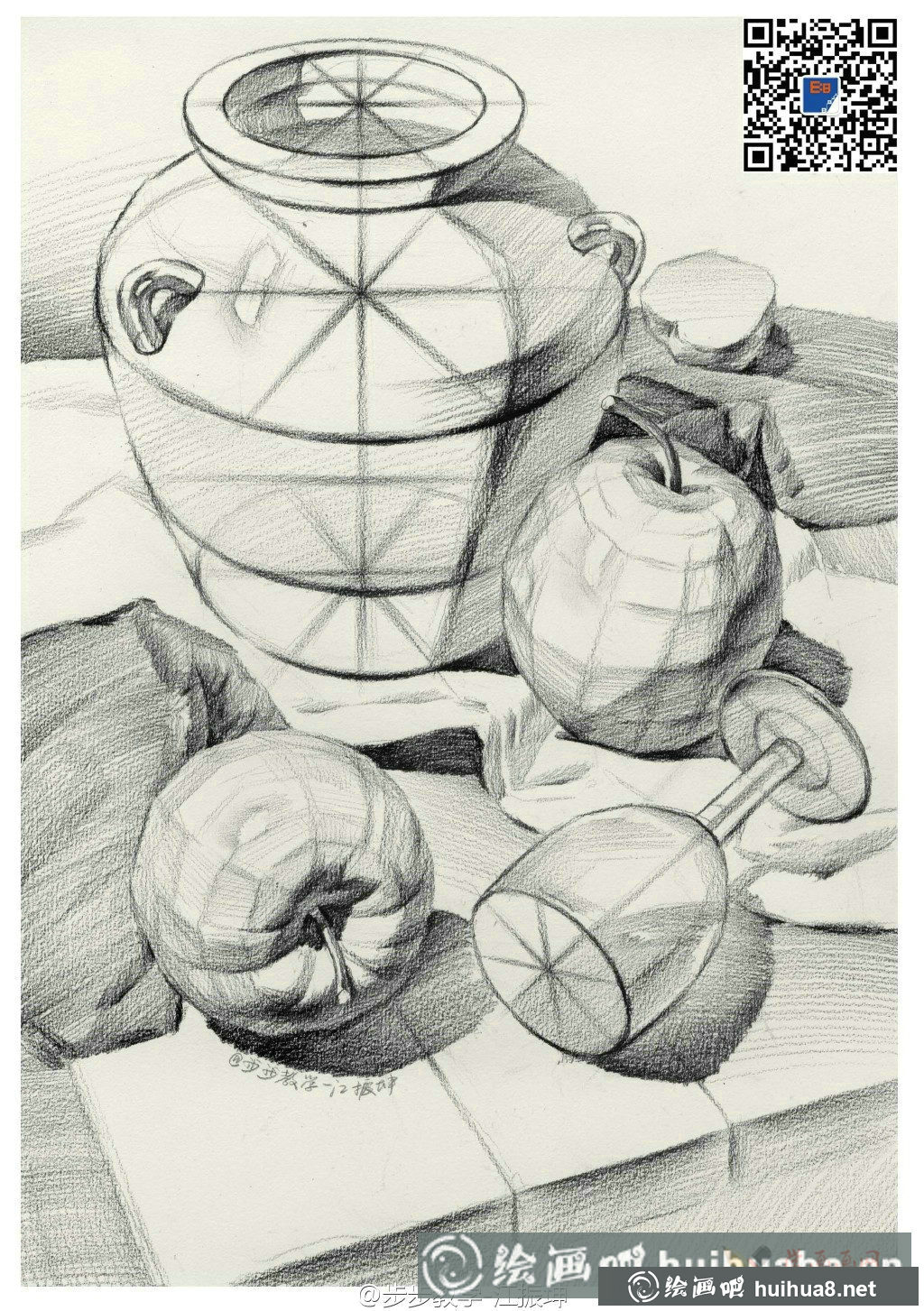 步步教學靜物結(jié)構(gòu)素描優(yōu)秀范畫欣賞(4)