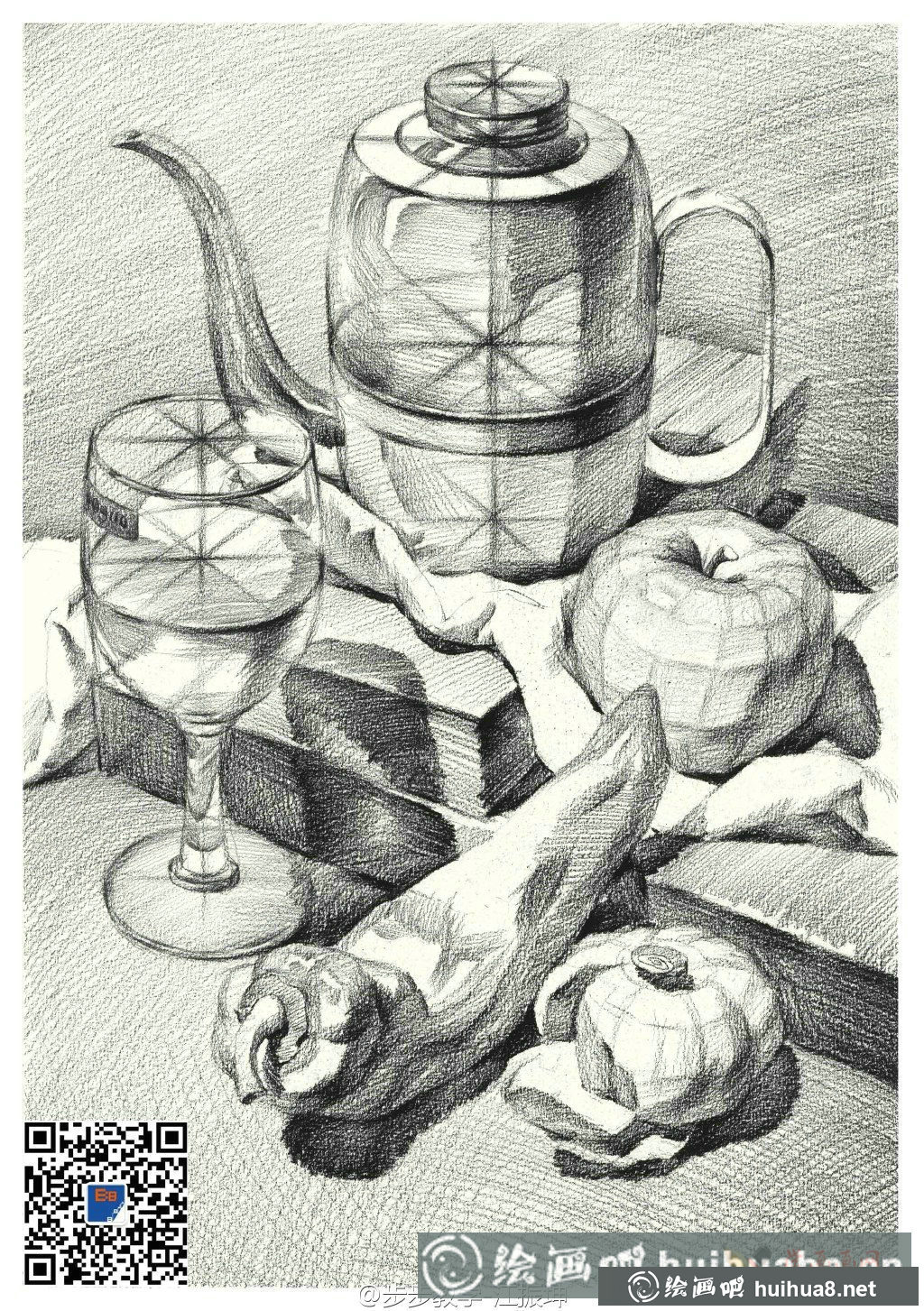 步步教學靜物結(jié)構(gòu)素描優(yōu)秀范畫欣賞(7)