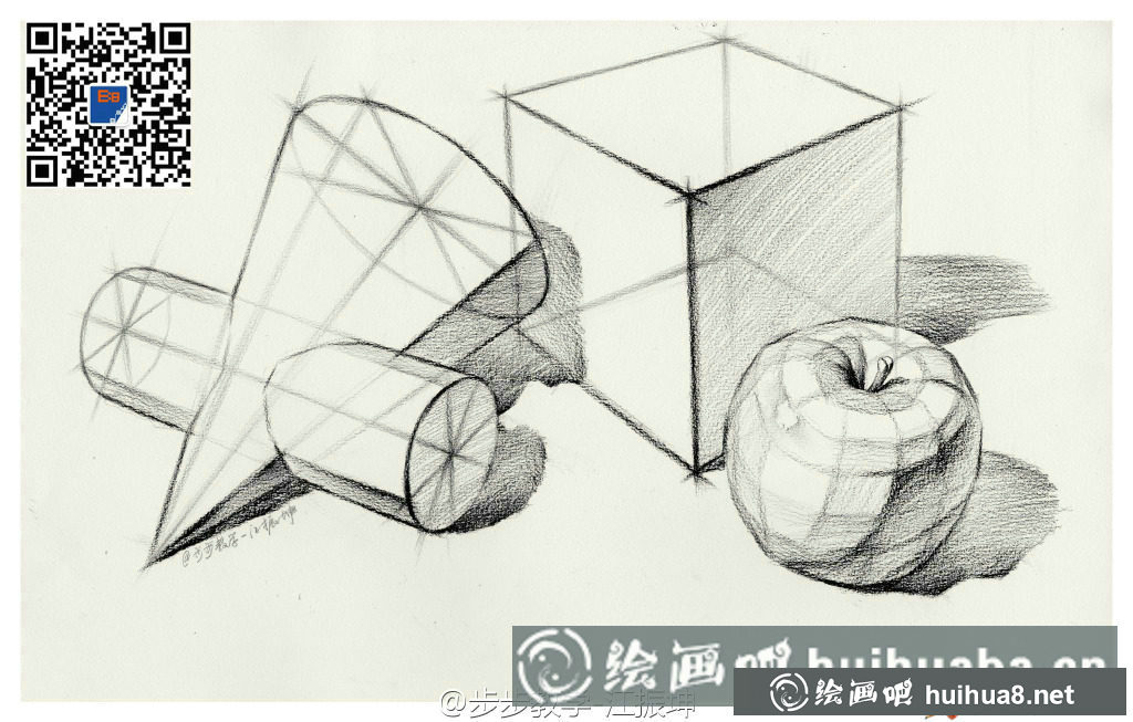 步步教學靜物結(jié)構(gòu)素描優(yōu)秀范畫欣賞(6)