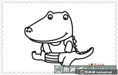 卡通鱷魚簡筆畫教程