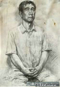 男子素描半身像范畫帶手