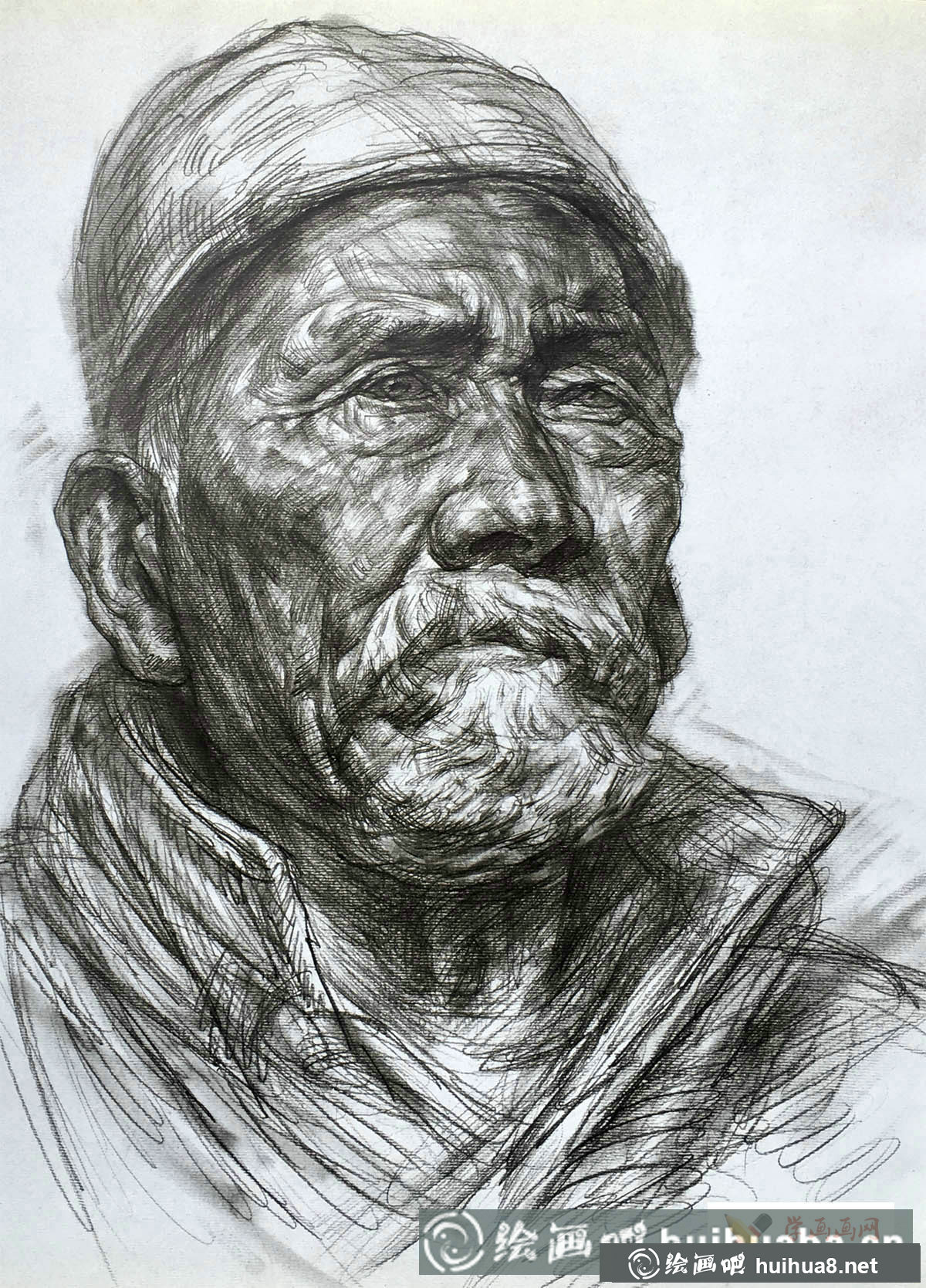 優(yōu)秀素描頭像范畫：《老人頭像》(1)
