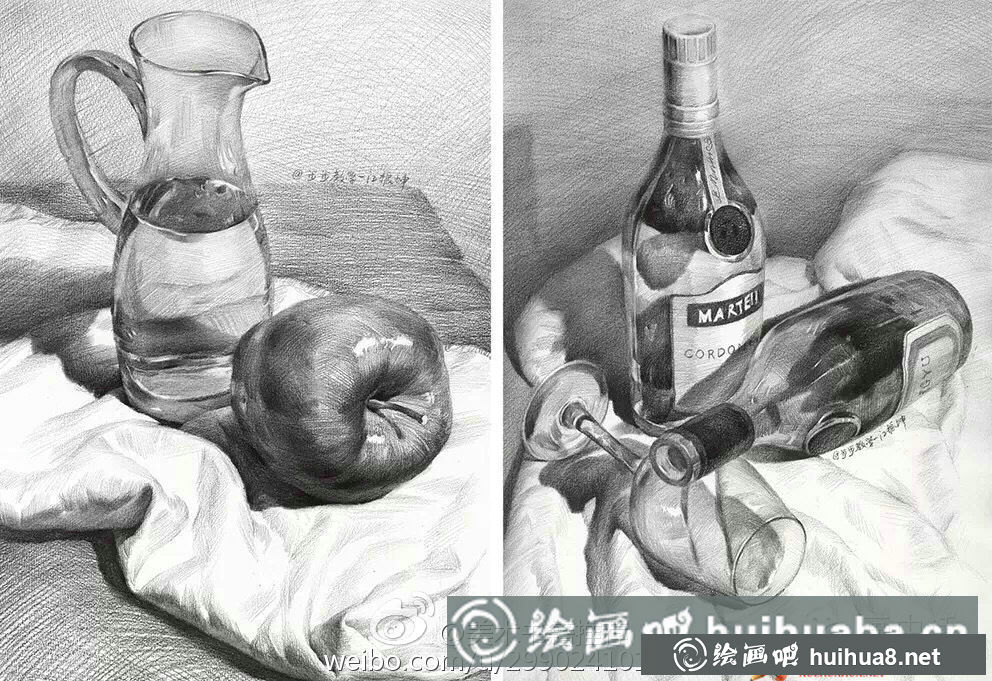 素描透明玻璃體的畫法范畫(2)