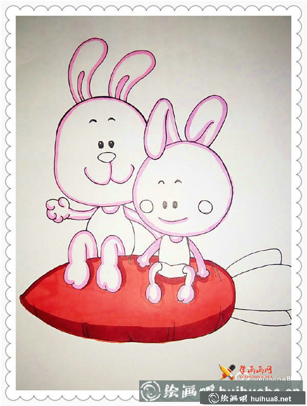 兩只小兔子簡筆畫(7)