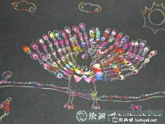 兒童版畫孔雀開屏創(chuàng)意展示