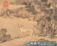 艾啟蒙國畫高清《十俊犬》霜花鷂賞析