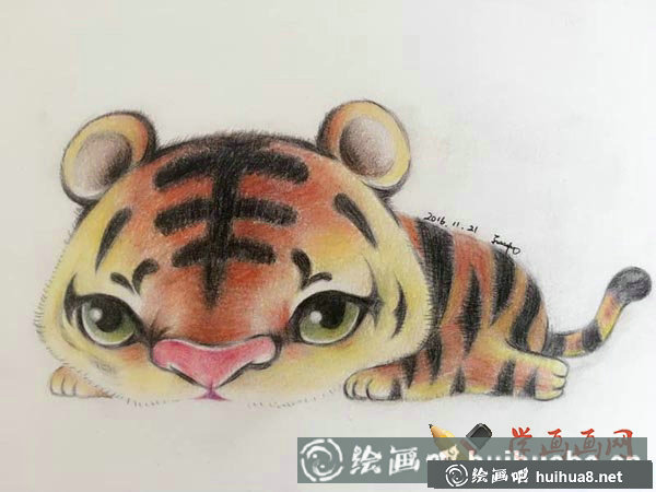 十二生肖彩鉛畫圖片虎