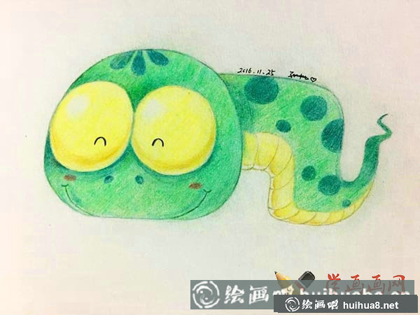 十二生肖彩鉛畫圖片蛇