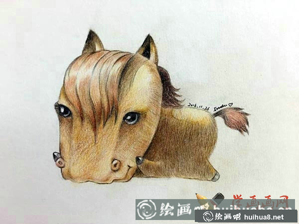 十二生肖彩鉛畫圖片馬