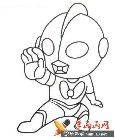 奧特曼打小怪獸簡筆畫圖片(3)