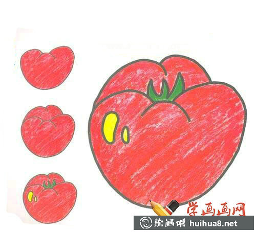 兒童學(xué)畫畫:番茄的簡筆畫圖片(1)