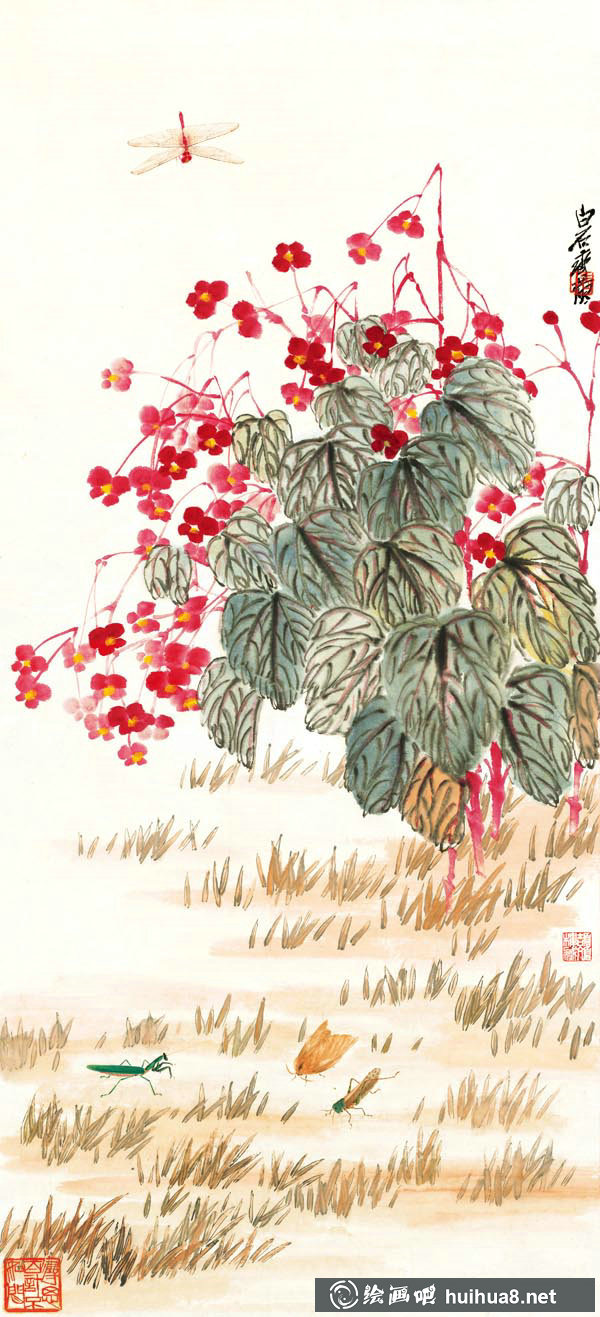 齊白石《海棠秋聲》國畫高清圖片鑒賞