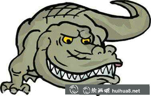 綠色背景下的鱷魚卡通畫