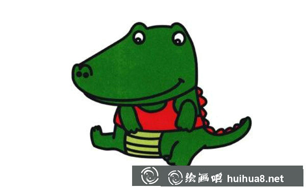 可愛表情的鱷魚卡通畫