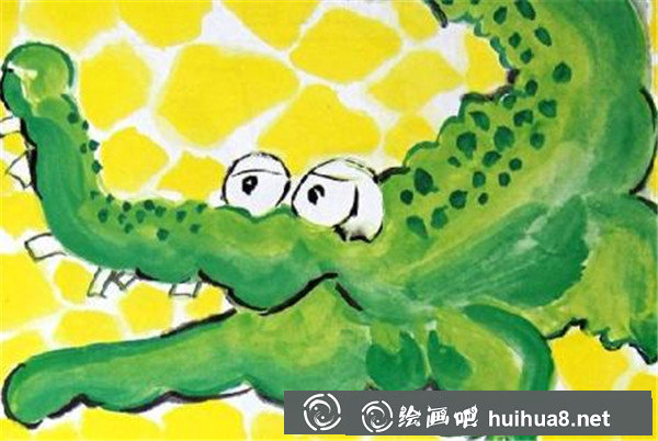 叢林漫步的鱷魚卡通畫