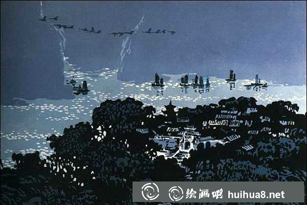 中國版畫作品欣賞：長江十景全套版畫