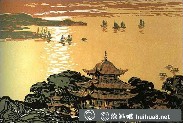 中國版畫作品欣賞：長江十景全套版畫