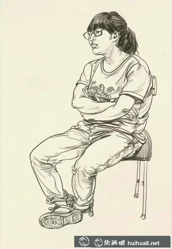 速寫人物坐姿臨摹圖片