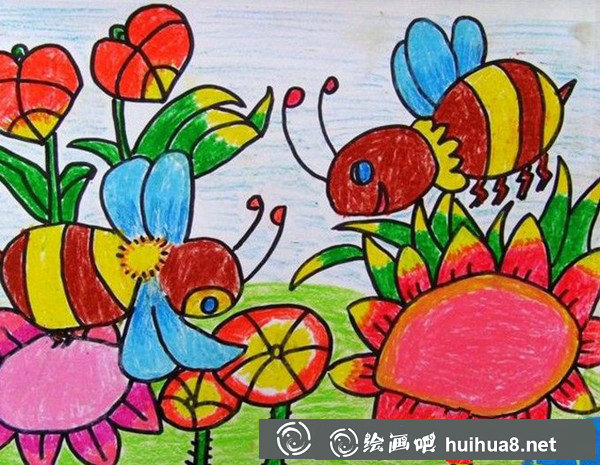 油畫棒蜜蜂圖片