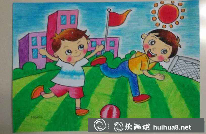 小學(xué)生足球畫圖片1