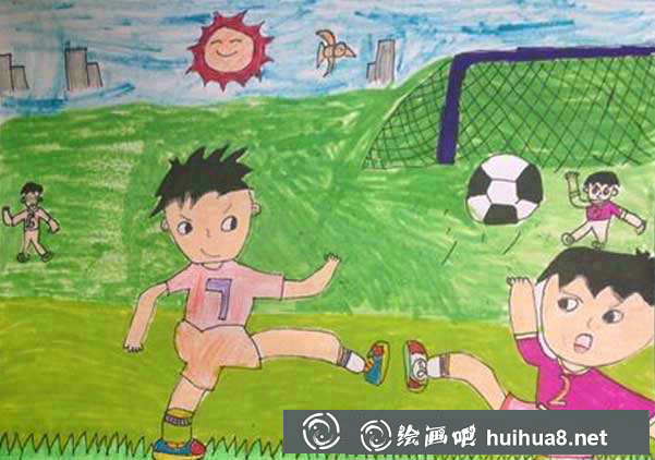 小學(xué)生足球畫圖片3