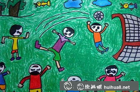 小學(xué)生足球畫圖片23