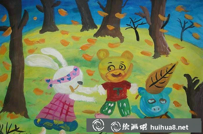 小兔子水粉畫